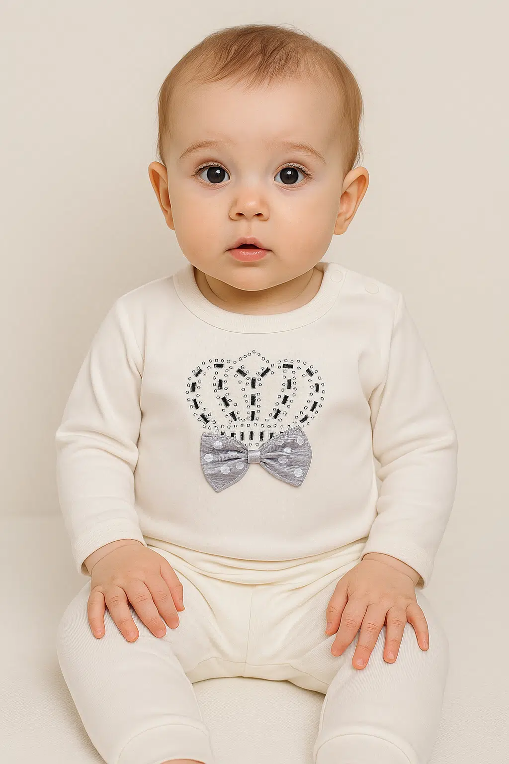 نوزاد با بلوز شلوار طرح تاج طوسی