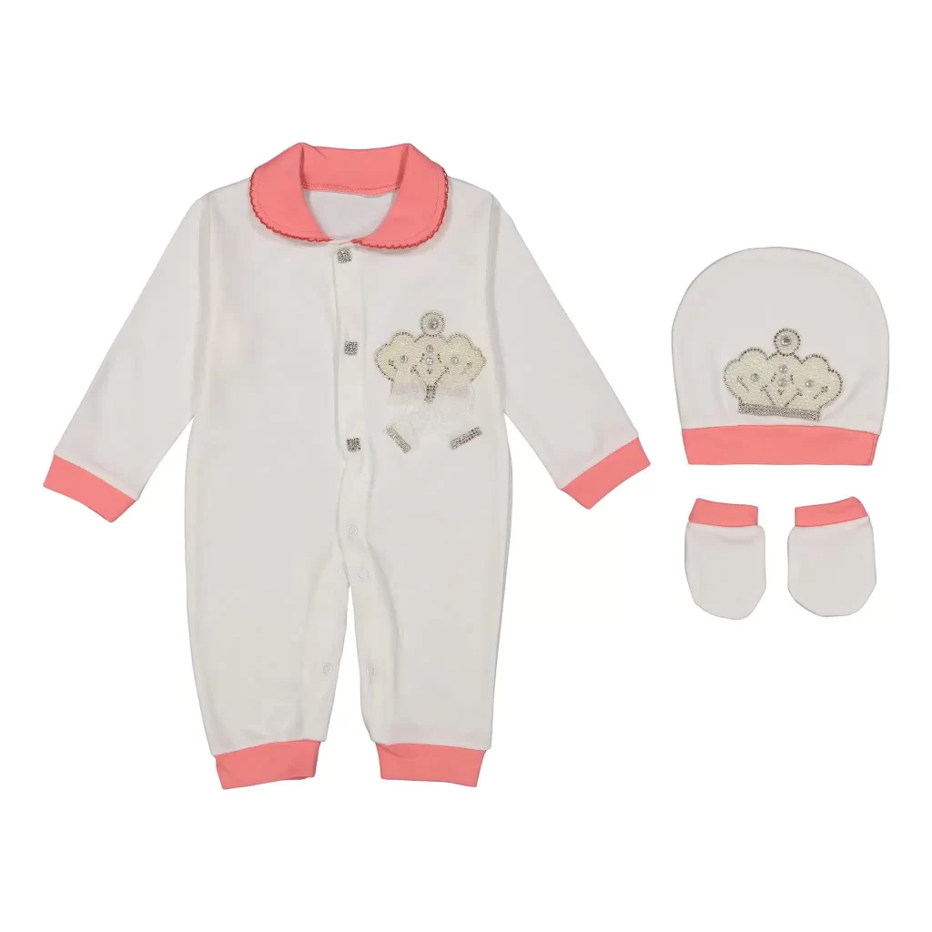 ست سرهمی نوزاد طرح تاج نیلا