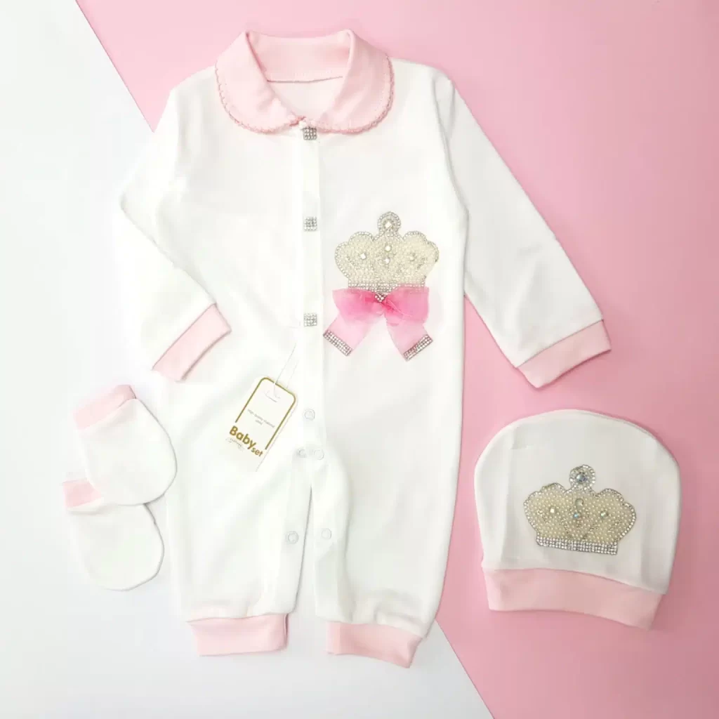 ست سرهمی نوزاد طرح گلدوزی دخترانه (5)