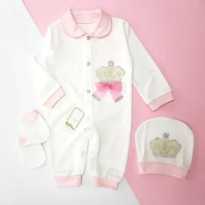 ست سرهمی نوزاد طرح گلدوزی دخترانه (5)