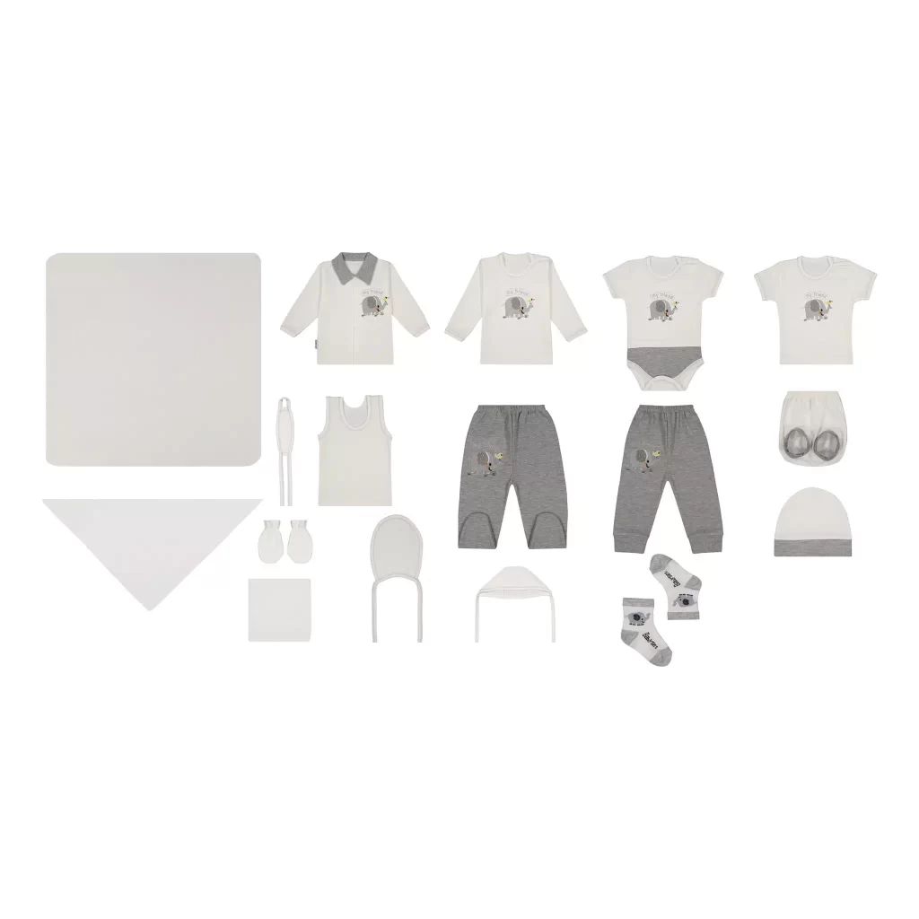 ست 19 تیکه نوزادی طرح فیل طوسی (3)