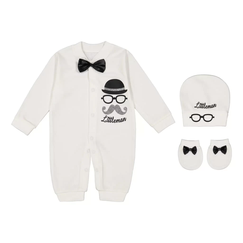 ست سرهمی نوزاد طرح سیبیل پسرانه (1)