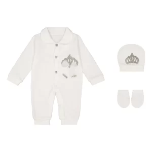 ست سرهمی نوزادیطرح تاج سفید (2)