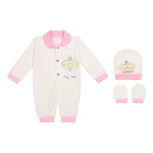 ست سرهمی نوزاد طرح (6)تاج صورتی