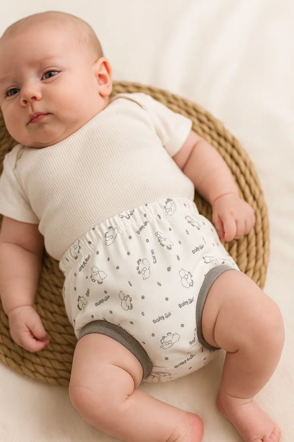 نوزاد خوابیده با شورت و بلوز