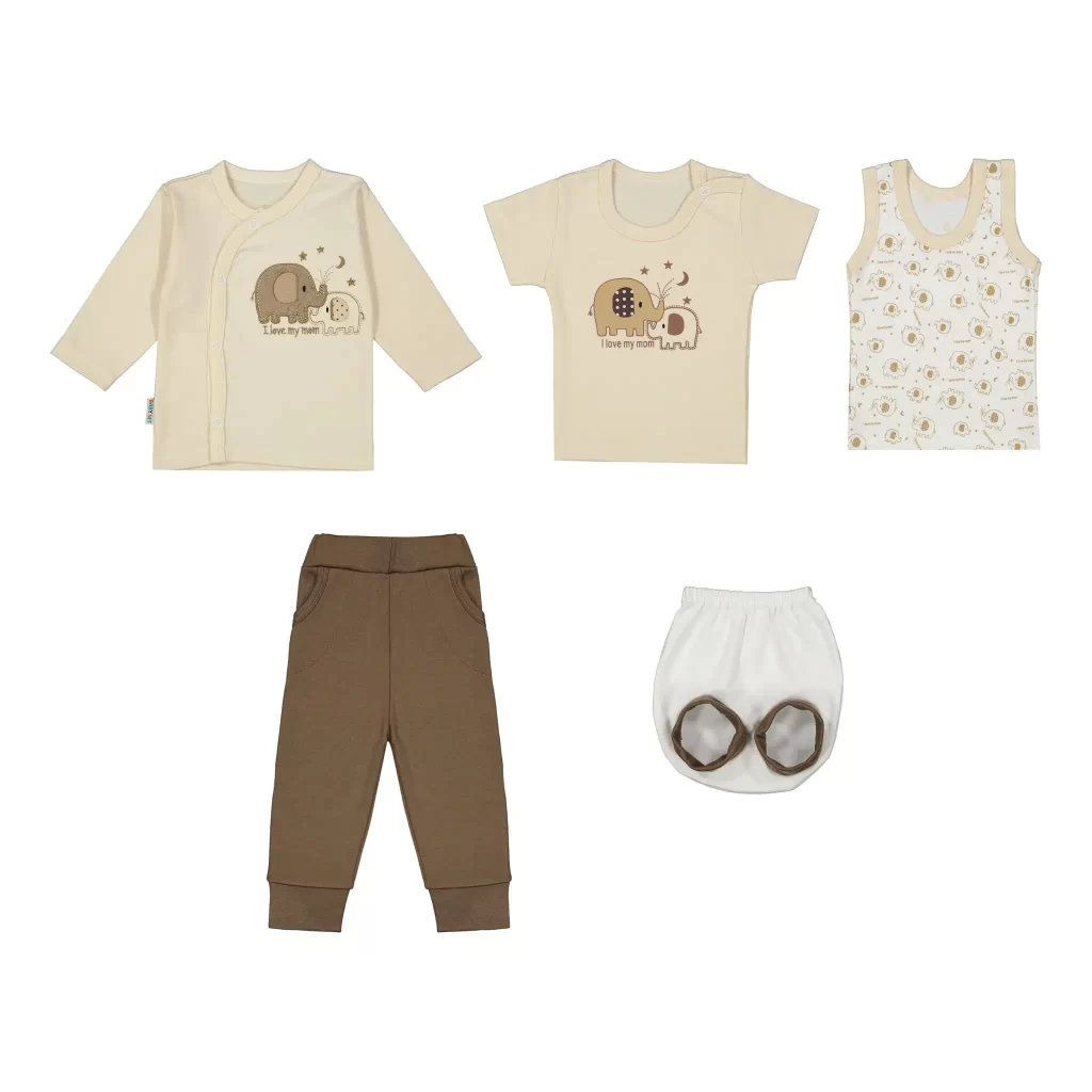 ست نوزادی 5 تیکه طرح فیل چوبی