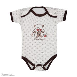 بادی آستین کوتاه نوزاد قهوه ای خالدار