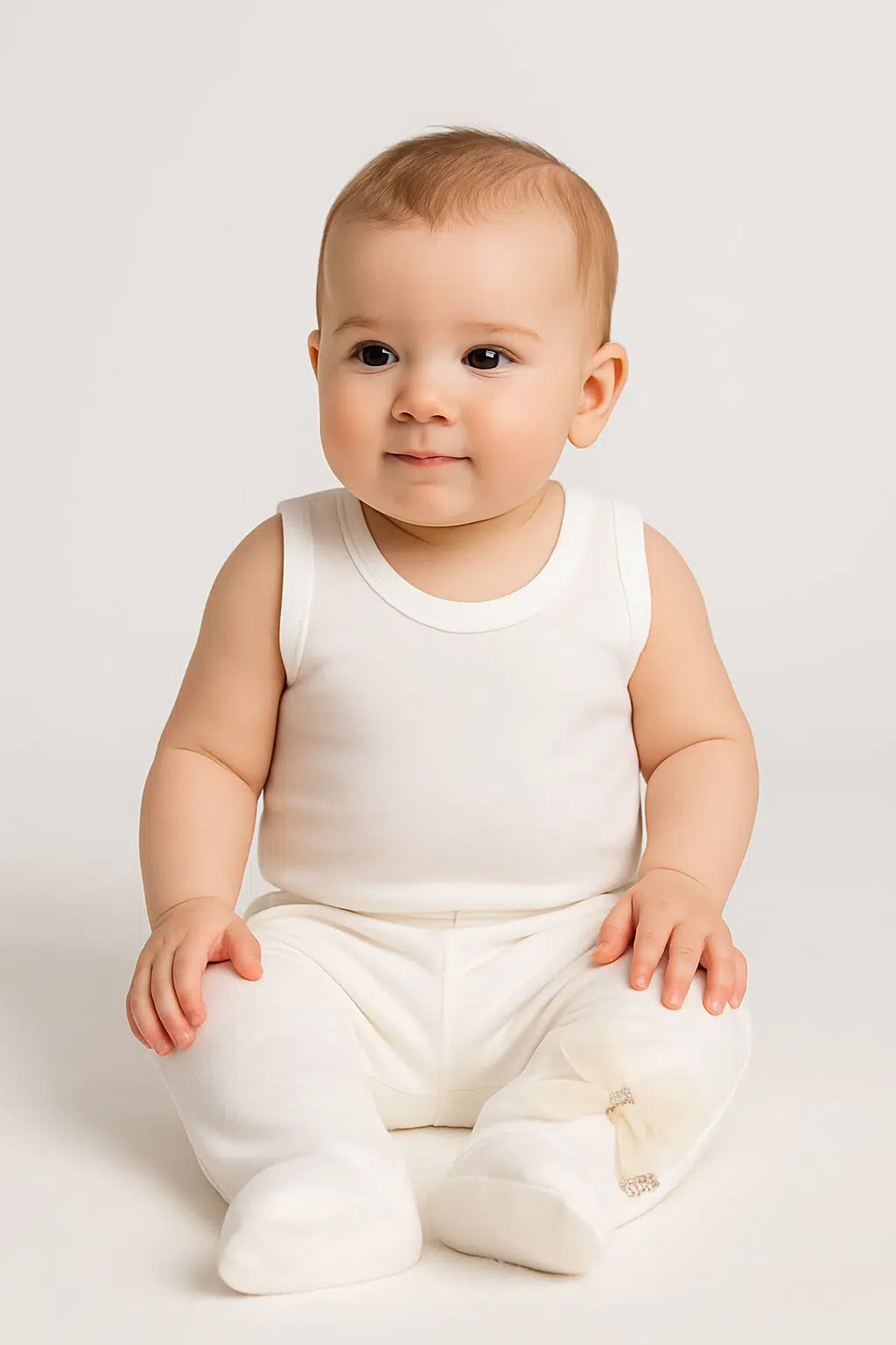 نوزاد با لباس سفید طرح تاج