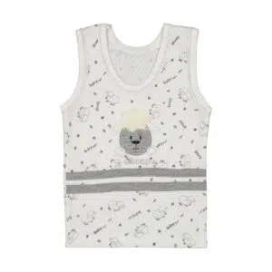 رکابی نوزاد سفید با طرح بره