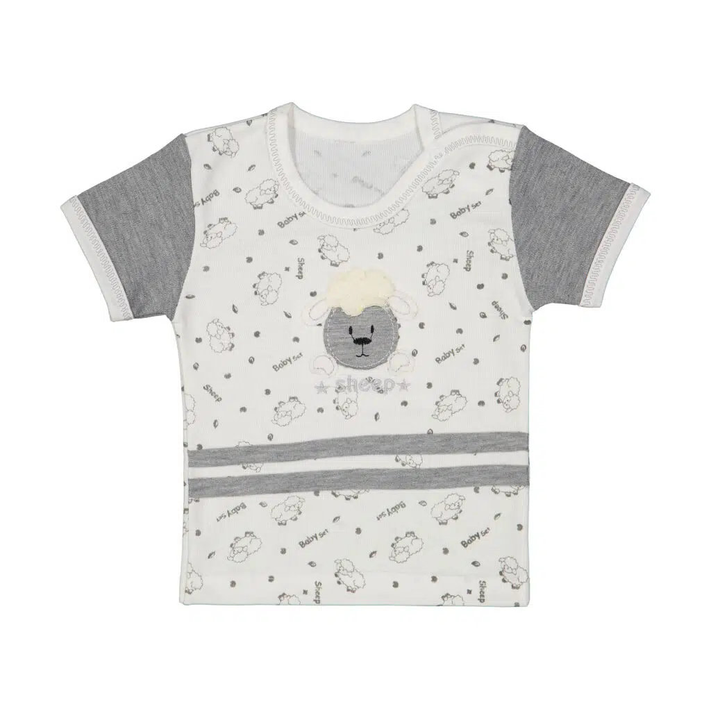 تیشرت نوزاد رنگ سفید طرح بره