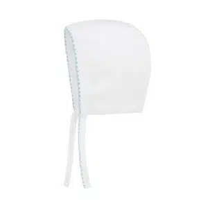 کلاه بنددار سفید با لبه آبی