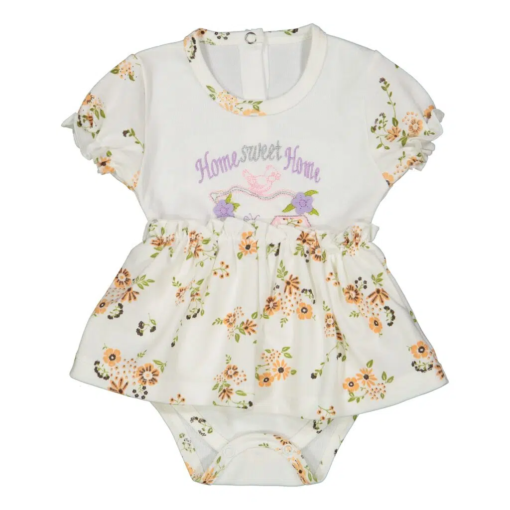 بادی نوزاد رنگ سفید طرح گنجشک