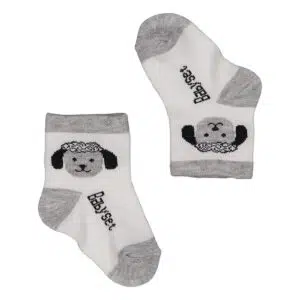 جوراب نوزاد سفید و طوسی