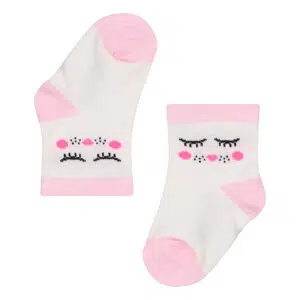 جوراب نوزاد سفید و صورتی