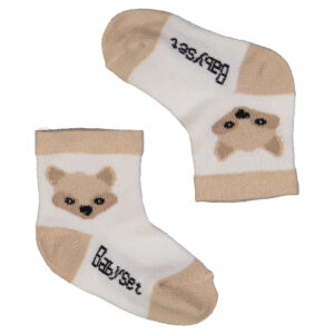 جوراب نوزادی سفید و کرم