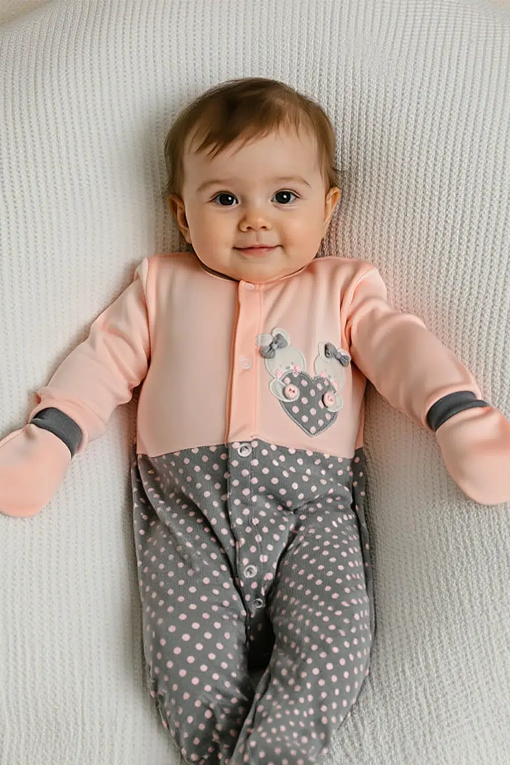 نوزاد با ست سرهمی دخترانه گلبهی