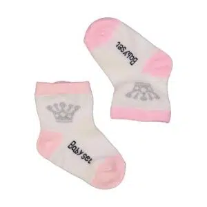 جوراب نوزادی سفید و صورتی