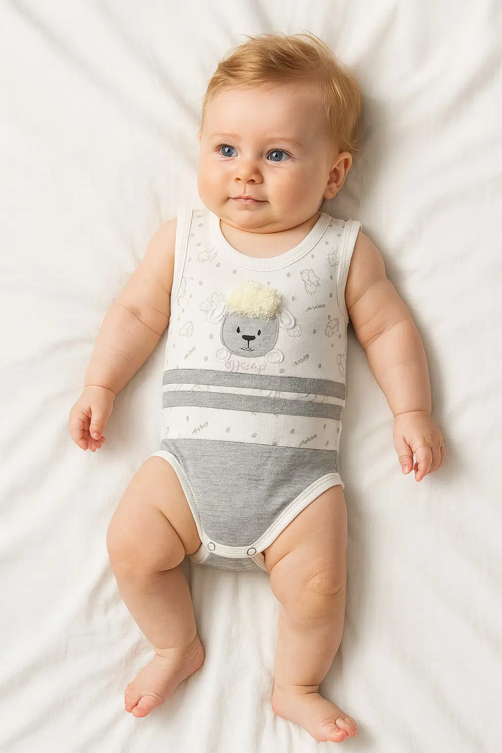 نوزاد با بادی رکابی سفید