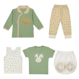 ست 5 تکه نوزادی طرح تدی – برند بیبی ست