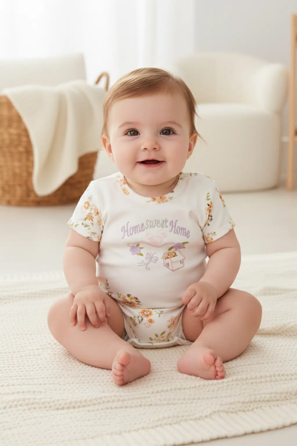 نوزاد با بادی نوزادی پنبه ای