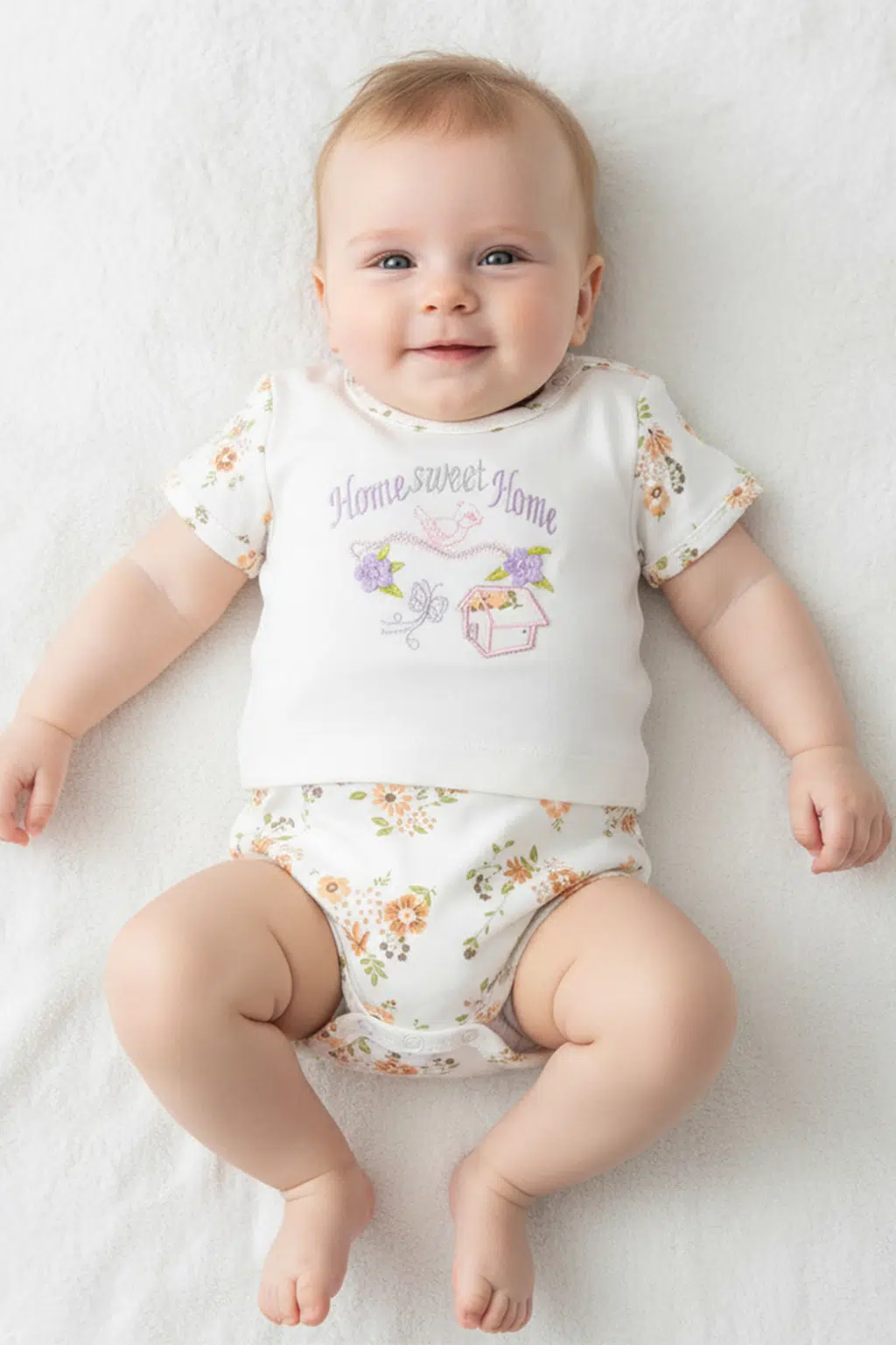 نوزاد با بادی نوزادی پنبه ای طرح گنجشک