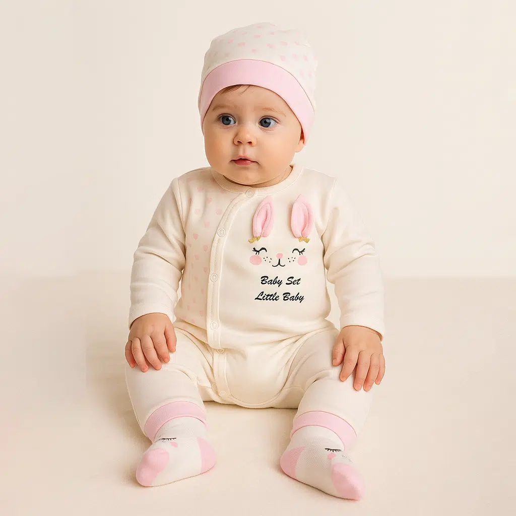 نوزاد با لباس پاییزی سرهمی