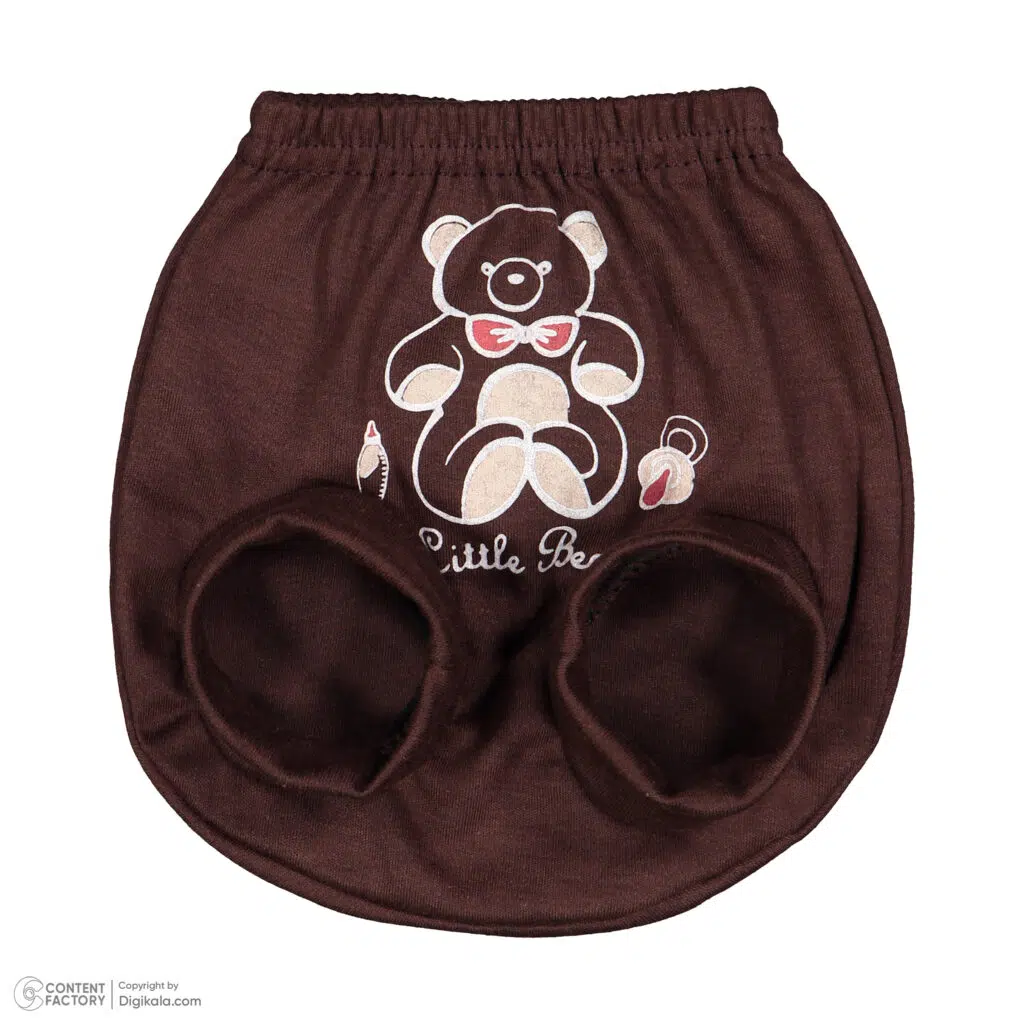 شورت نوزادی طرح خرس قهوه ای