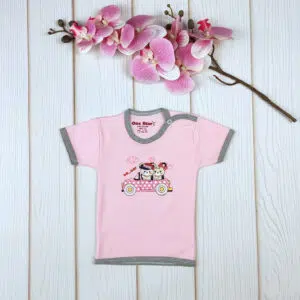 تیشرت نوزادی دخترانه صورتی