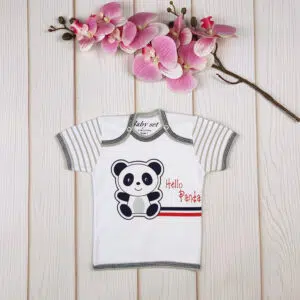 تیشرت نوزادی طرح پاندا طوسی