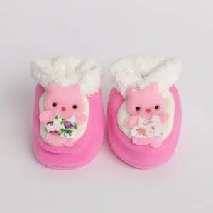 پاپوش نوزادی مخملی زمستانی صورتی 2