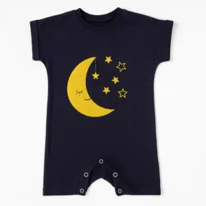 رامپر نوزادی سرمه ای طرح ماه و ستاره